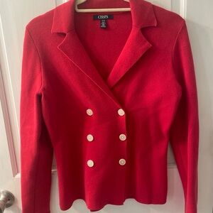 Chaps Red Tailored Blazer double breasted Buttons knit